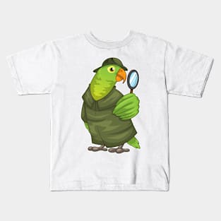 Parrot Detective Magnifying glass Kids T-Shirt